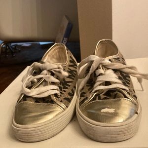 Micheal Kors Gold Low Top Sneakers